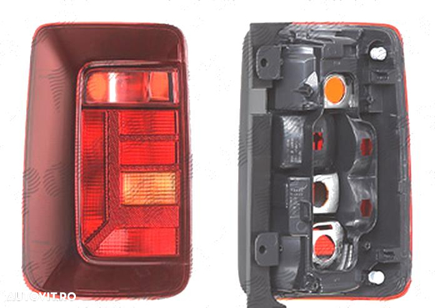 Lampa spate, stop VW Caddy 3 (2k), 06.2015-, spate, stanga/dreapta, 2 usi spate, cu lampa ceata; P21W+W5W; fumuriu; fara suport bec; - 1