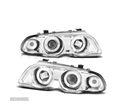 FARÓIS ANGEL EYES PARA BMW E46 4P 98-01 FUNDO CROMADO - 1