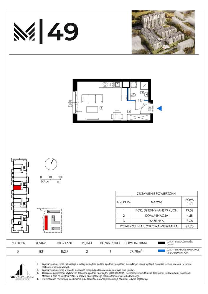 1-pokojowe mieszkanie 27m2 Bez Pośredników - Pełny obrazek: 2/9