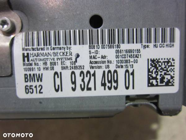 BMW 3 F30 CZYTNIK NAWIGACJI RADIO CIC HIGH 65129262395 USA 9321499 - 8