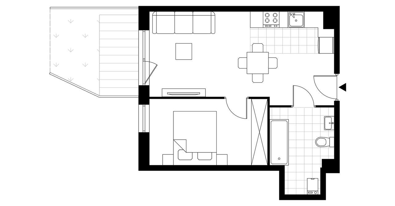 1-pokojowe mieszkanie 38m2 + ogródek Bezpośrednio - Pełny obrazek: 3/8