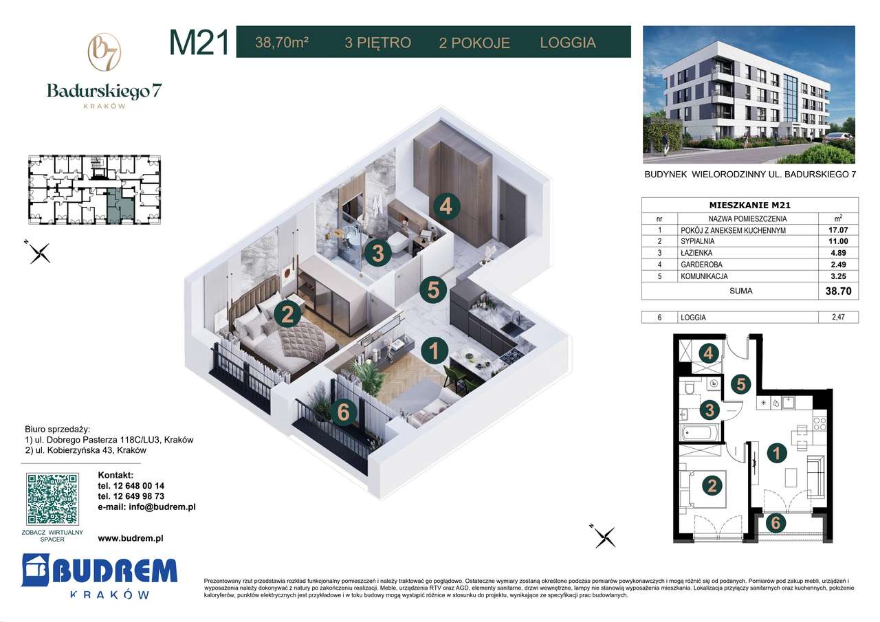 2-pokojowe mieszkanie 38m2 + loggia Bezpośrednio - Pełny obrazek: 2/7