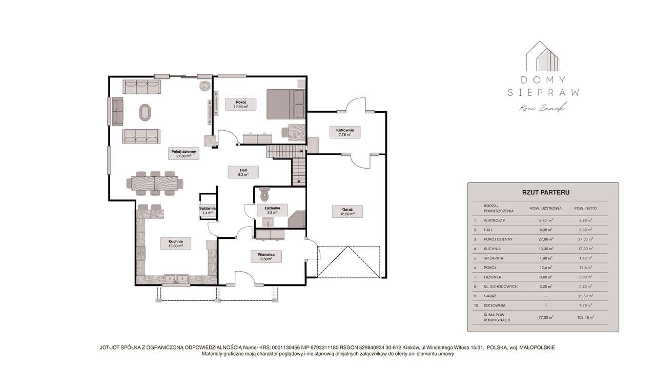 Przedsprzedaż Domy Siepraw | 139 m² pow. użyt. | 202 m² pow. całk.A/A1 - Pełny obrazek: 4/4