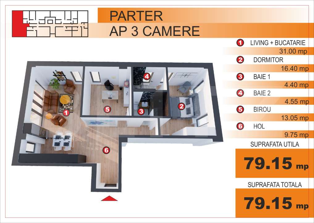 Comision 0%! Apartament 3 camere, EXCLUSIV in Blitz, zona Imparatul Tr - Imagine principală: 1/1