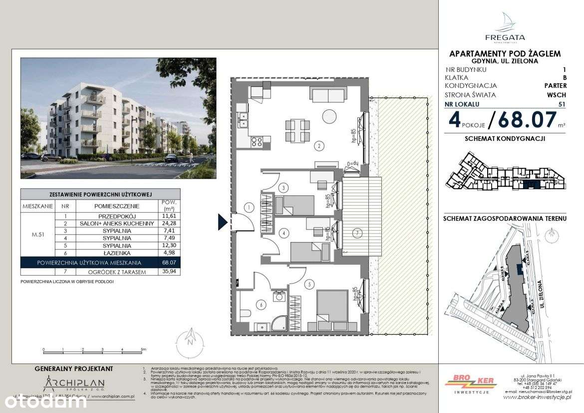 4-pokojowe mieszkanie 68m2 + ogródek Bez Prowizji - Pełny obrazek: 2/5