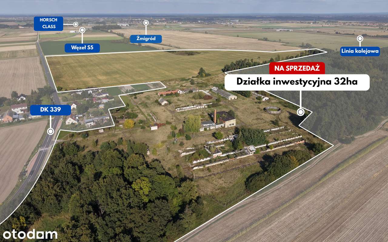 Duży teren przemysłowy 33 ha przy S5, Żmigród, Wrocław.-2