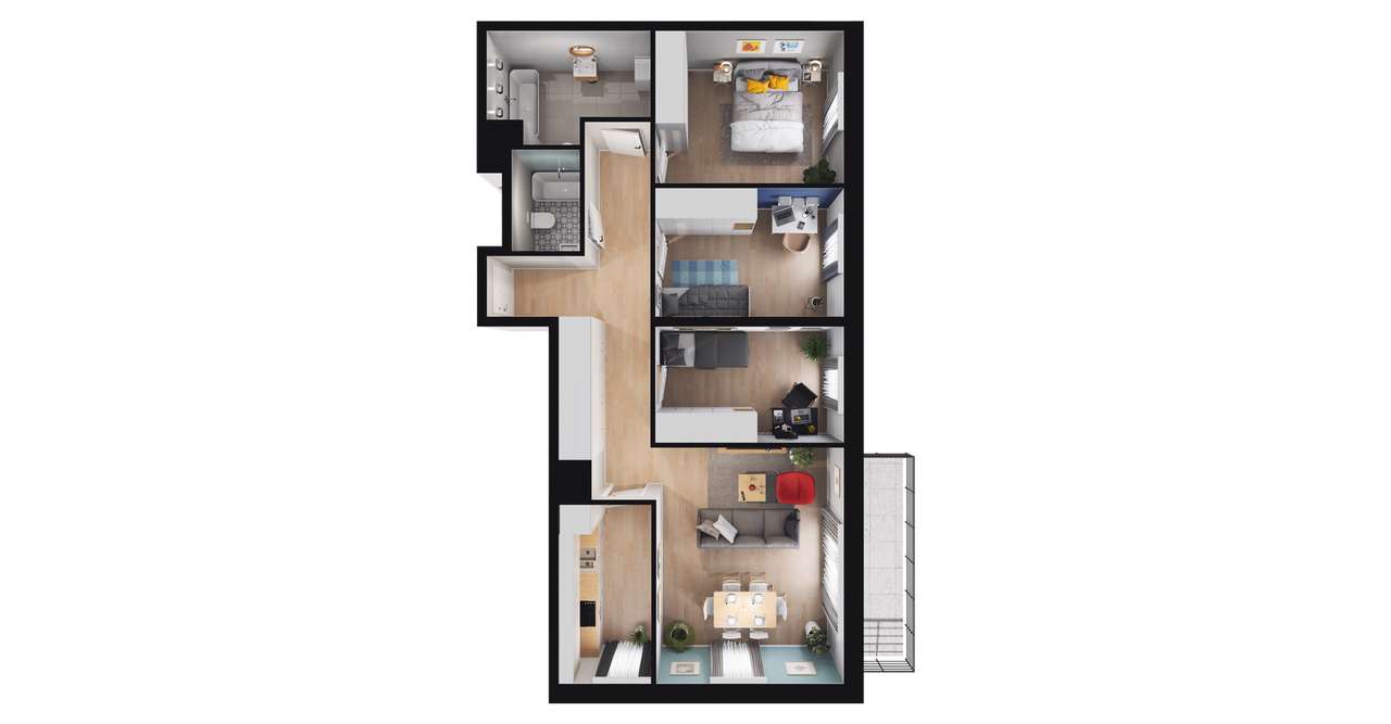 4-pokojowe mieszkanie 79m2 + balkon Bezpośrednio - Pełny obrazek: 2/8