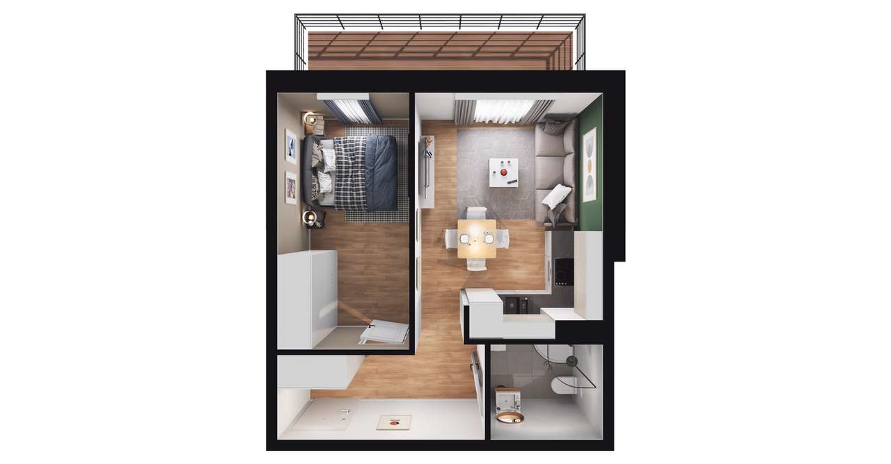 Zakątek Łokietka | mieszkanie 2-pok. | B7 - Pełny obrazek: 3/7