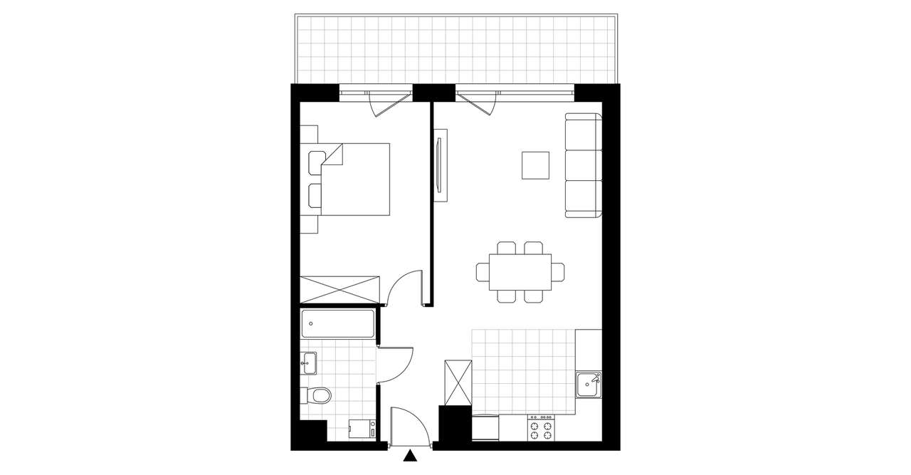 2-pokojowe mieszkanie 45m2 + taras Bezpośrednio - Pełny obrazek: 3/8
