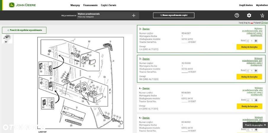 Zawias drzwi lewe John Deere AL71322 - 2