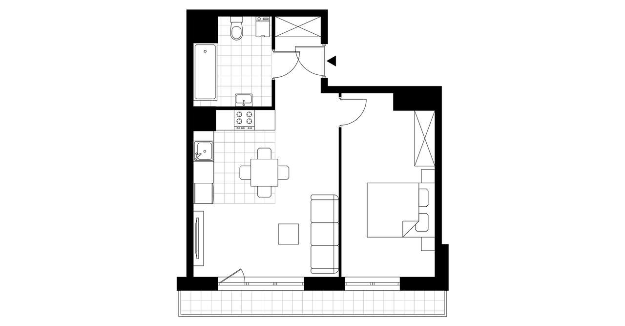 2-pokojowe mieszkanie 46m2 + taras Bezpośrednio - Pełny obrazek: 3/8