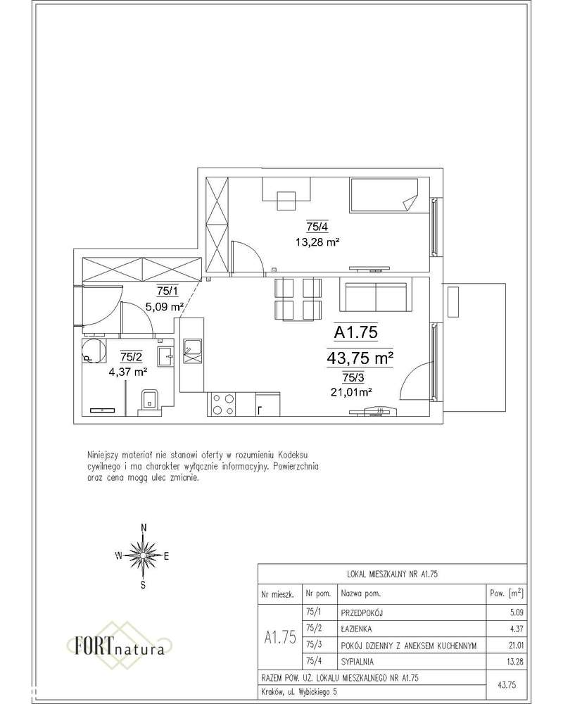 Wybickiego 5 FORTnatura gotowe do odbioru| 2-pok. | A1.75 - Pełny obrazek: 2/14