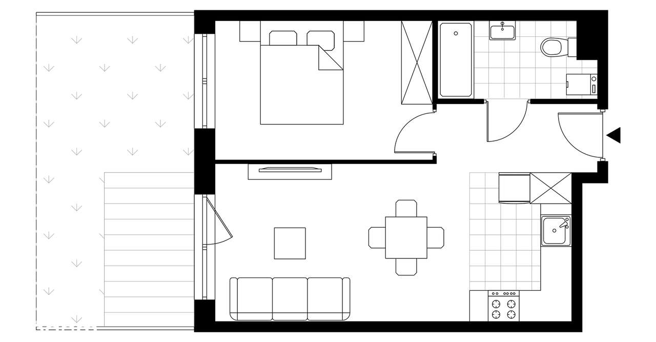 2-pokojowe mieszkanie 39m2 + ogródek - Pełny obrazek: 3/8