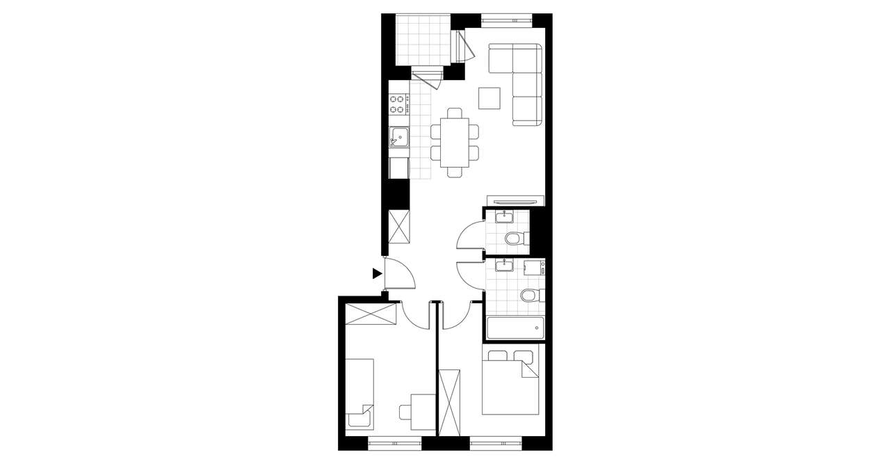 3-pokojowe mieszkanie 52m2 + loggia Bezpośrednio - Pełny obrazek: 3/8