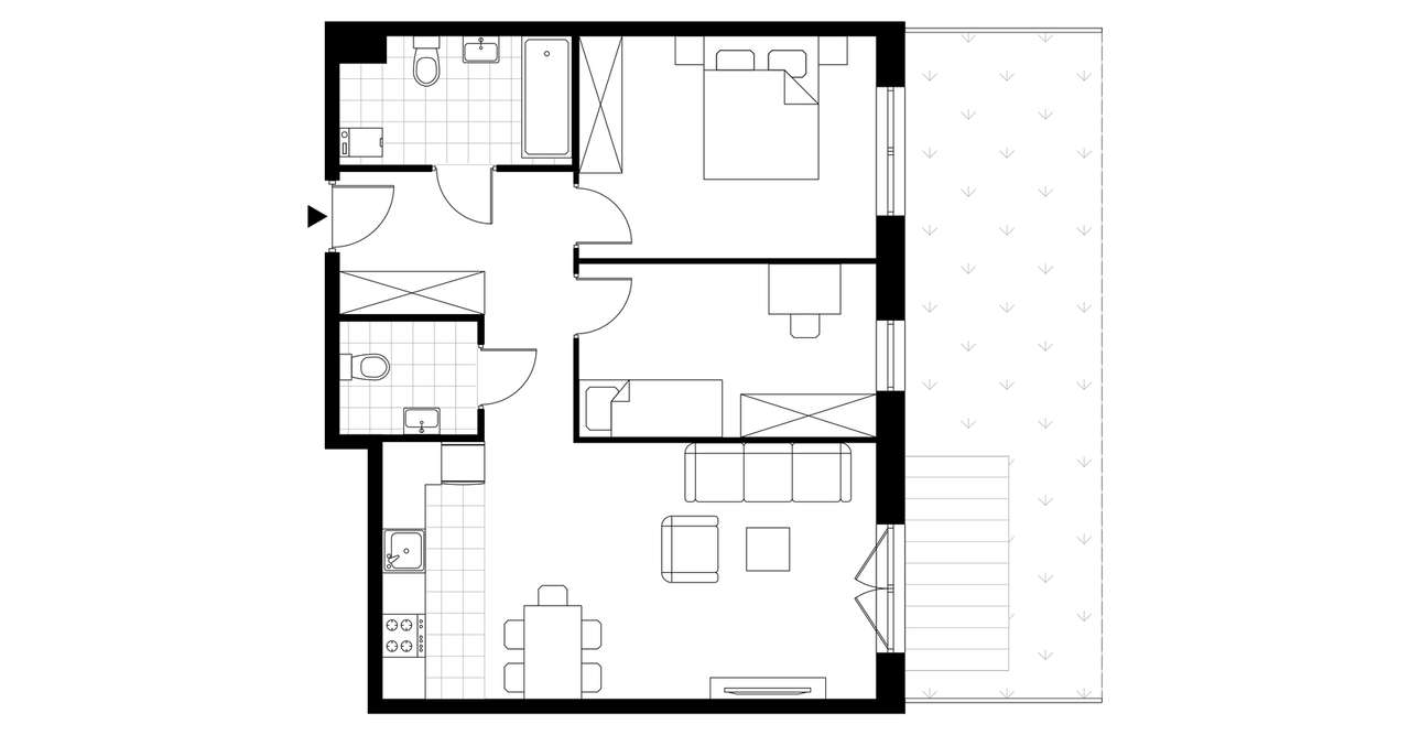 3-pokojowe mieszkanie 62m2 + ogródek - Pełny obrazek: 3/8