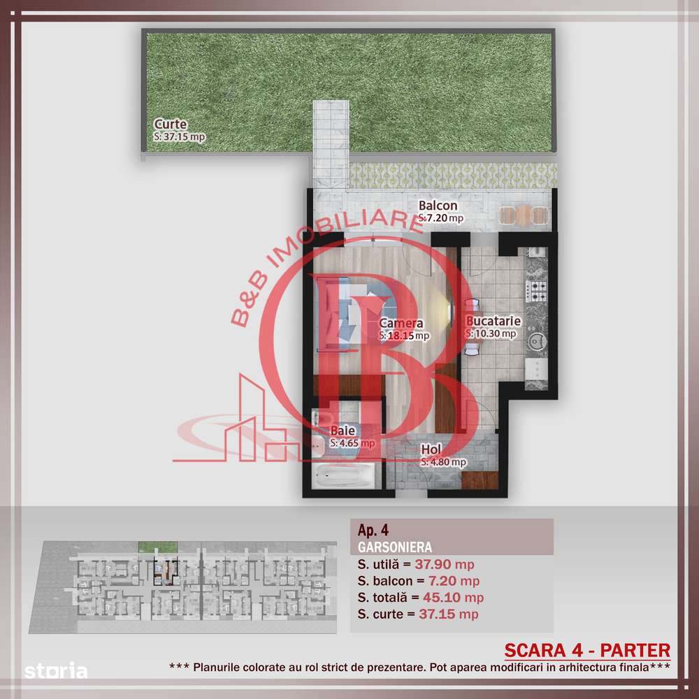 Garsoniera cu gradina - oferta lansare proiect Pallady