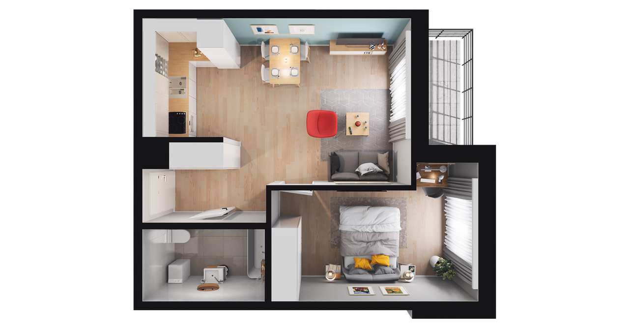 2-pokojowe mieszkanie 40m2 + balkon Bez Prowizji - Pełny obrazek: 2/8