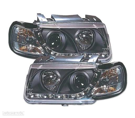 FARÓIS COM LUZ DIURNA LED PARA VOLKSWAGEN VW POLO 94-99 FUNDO PRETO - 2