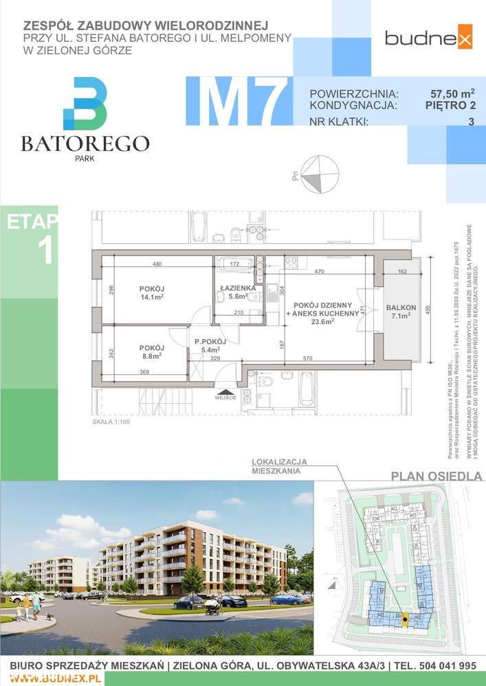 Mieszkanie na sprzedaż, Zielona Góra, Batorego Park, 3 pokoje, bez PCC-4