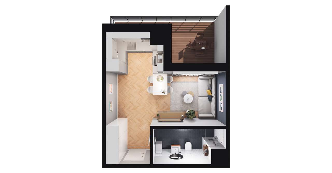 1-pokojowe mieszkanie 28m2 + loggia Bez Prowizji - Pełny obrazek: 2/8