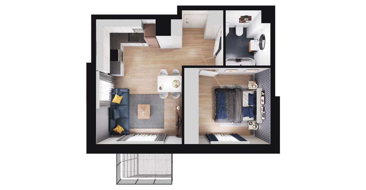 2-pokojowe mieszkanie 37m2 + balkon Bez Prowizji - Pełny obrazek: 2/8