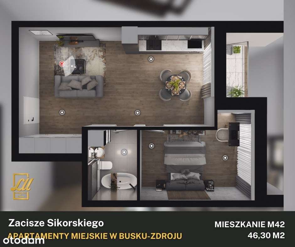 Zacisze Sikorskiego | M42 | Apartament 46,3 m2 - Pełny obrazek: 2/7