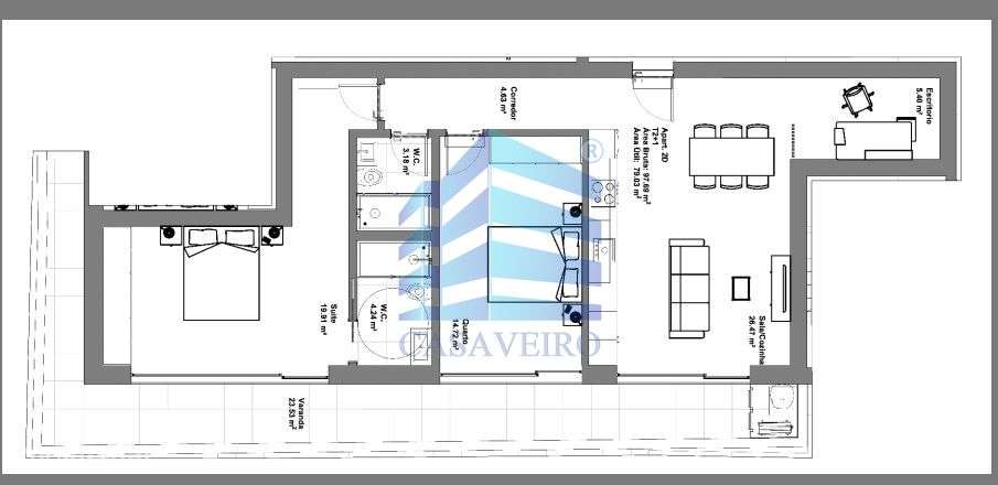 Apartamento T2  +1 com Varandas e Lugar Garagem-13