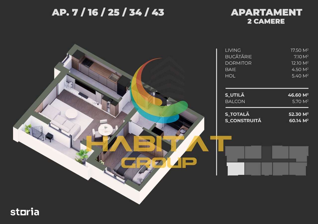 Apartament 2 Camere Sector 4 Grand Arena 52.30Mp - Imagine principală: 2/13