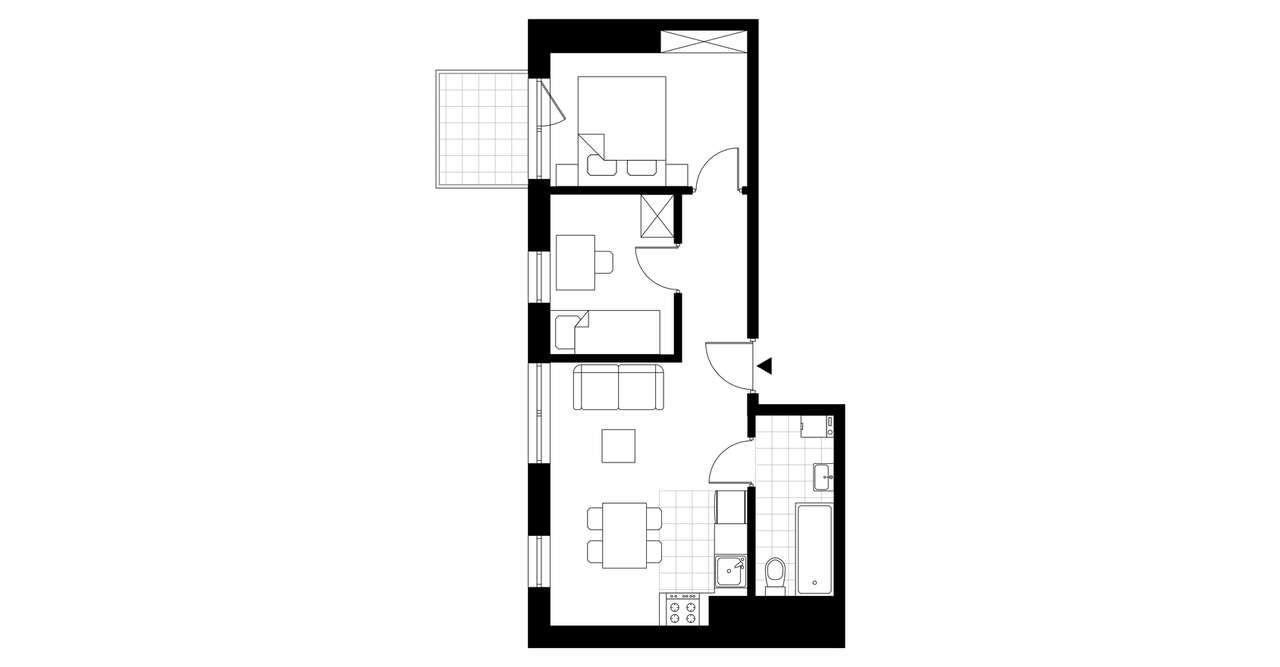 3-pokojowe mieszkanie 49m2 + loggia - Pełny obrazek: 3/8