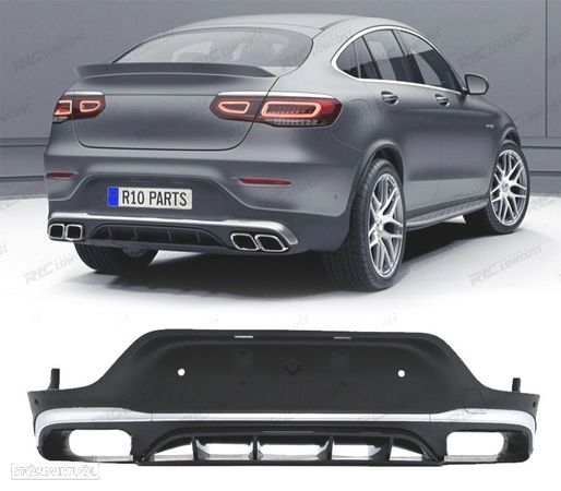 DIFUSOR PARA MERCEDES GLC C253 X253 COUPE AMG 16-22 LOOK GLC63 PRATEADO - 1