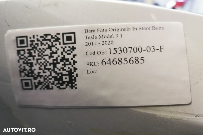 Bara Fata Originala In Stare Buna Tesla Model 3 1 2017 2018 2019 2020 1530700-03-F - 8