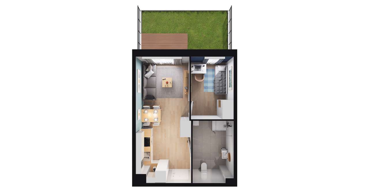 2-pokojowe mieszkanie 34m2 + ogródek Bez Prowizji - Pełny obrazek: 2/8