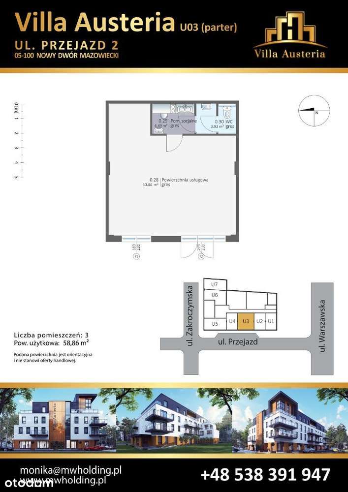 Lokal usługowy U03 SPRZEDAŻ LUB WYNAJEM ul.Przejazd 2 - 58,86m2 - Pełny obrazek: 2/11