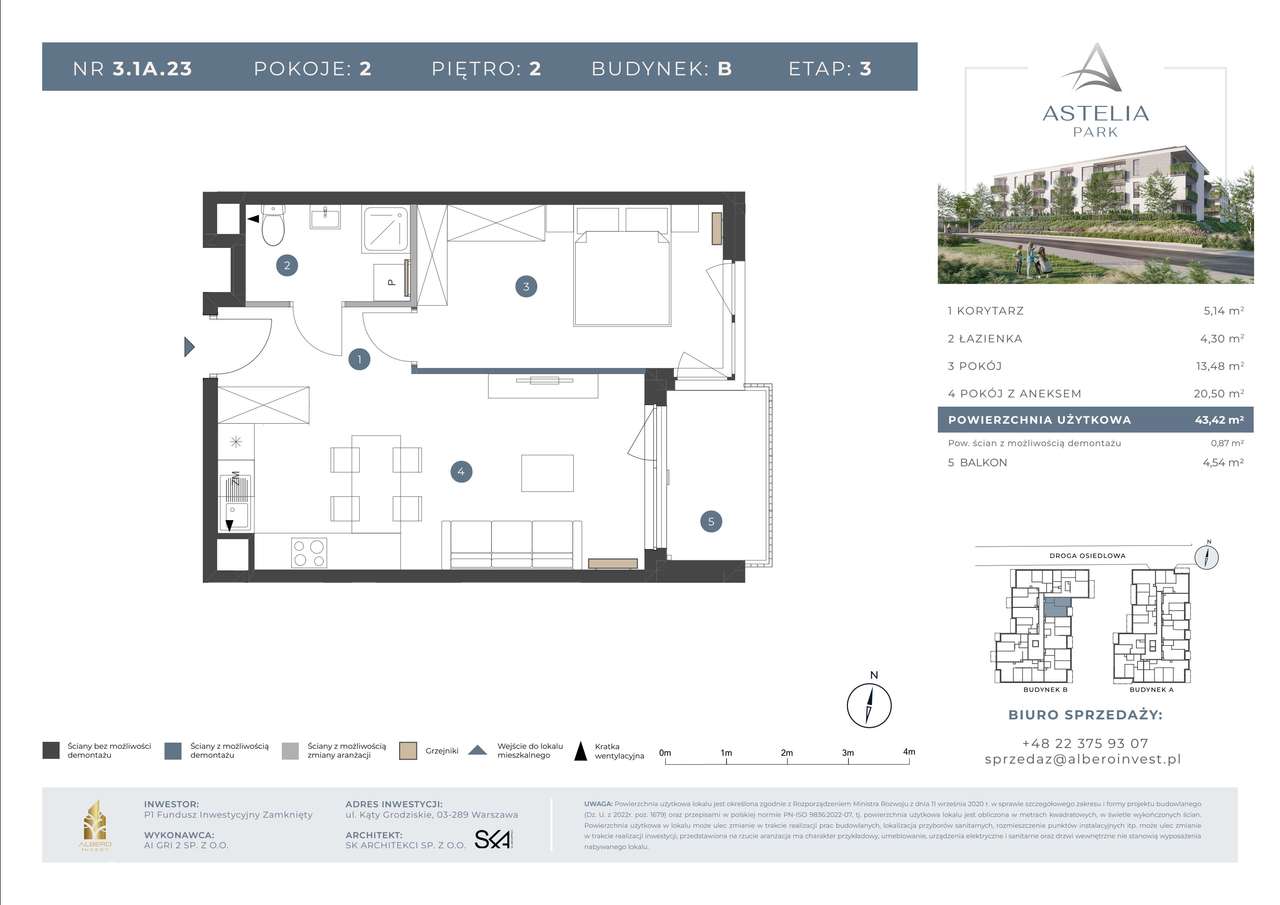 2-pokojowe mieszkanie 43m2 + balkon Bezpośrednio - Pełny obrazek: 2/9