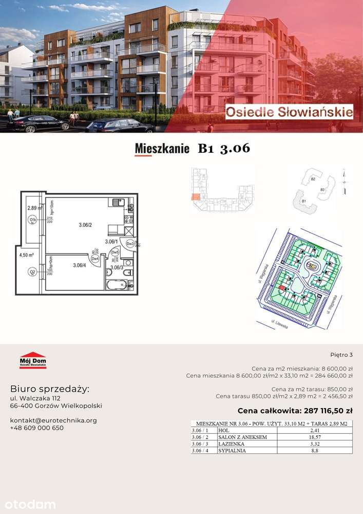 Nowoczesne mieszkanie - 33 m2, B1 3.06 - Pełny obrazek: 1/7