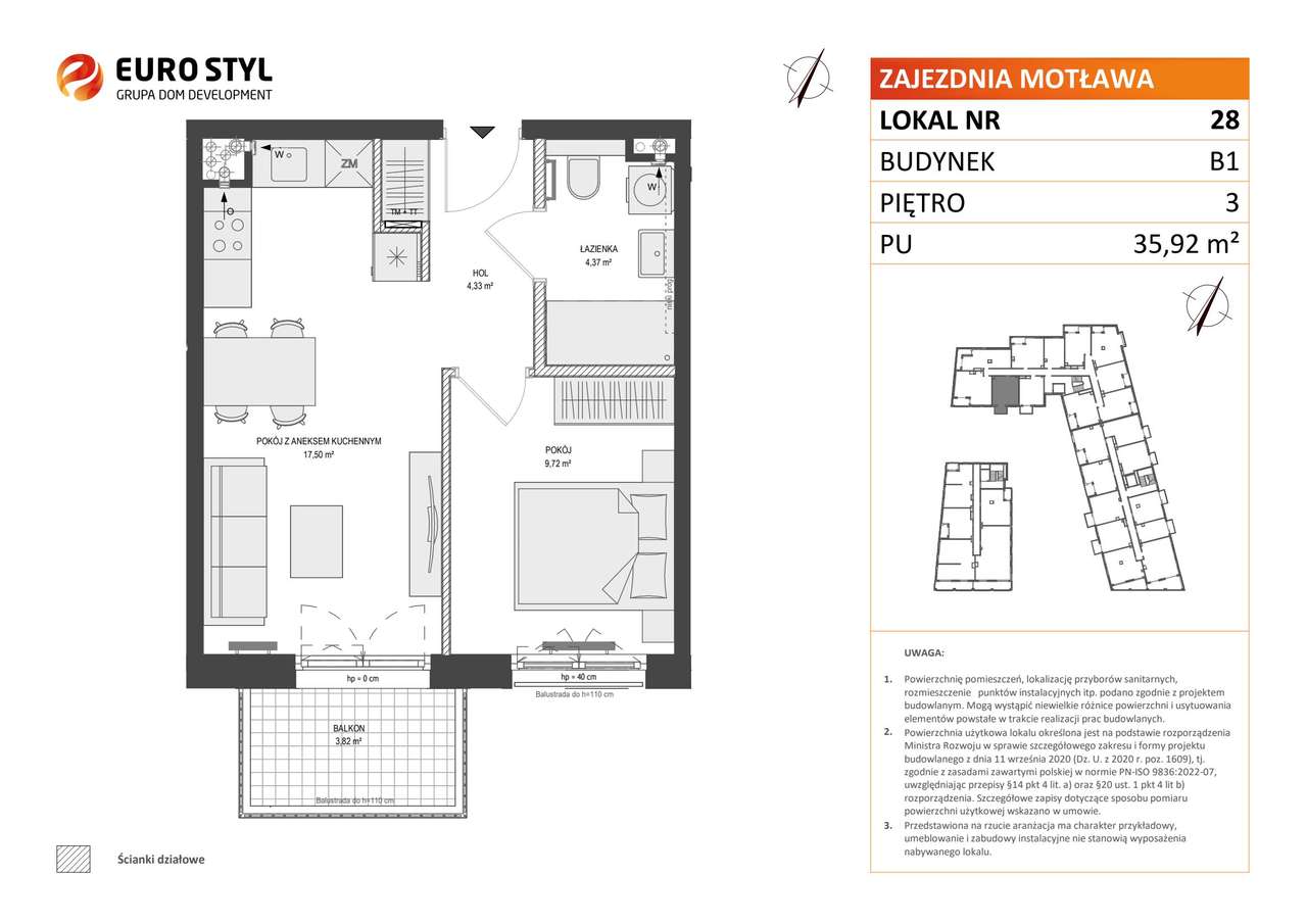 2-pokojowe mieszkanie 35m2 + balkon Bezpośrednio - Pełny obrazek: 2/7