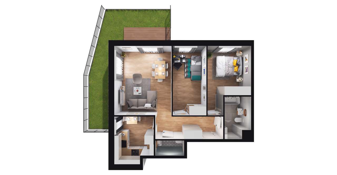 3-pokojowe mieszkanie 62m2 + ogródek Bez Prowizji - Pełny obrazek: 2/8
