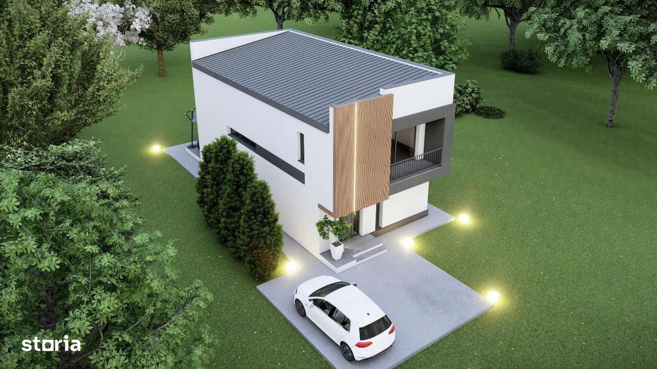 Vila eficienta energetic Tunari, strada publica, POMPA SI PANOURI SOLA - Imagine principală: 2/7