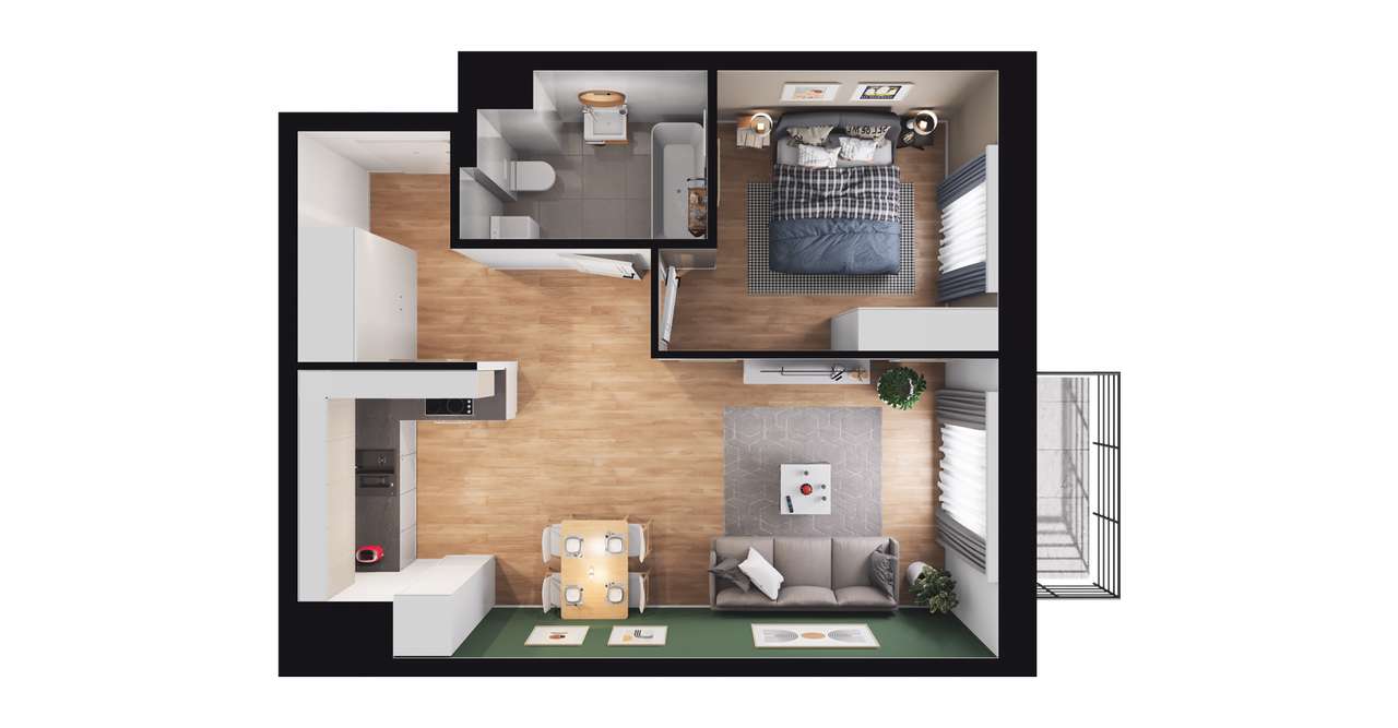 2-pokojowe mieszkanie 41m2 + balkon Bez Prowizji - Pełny obrazek: 2/8