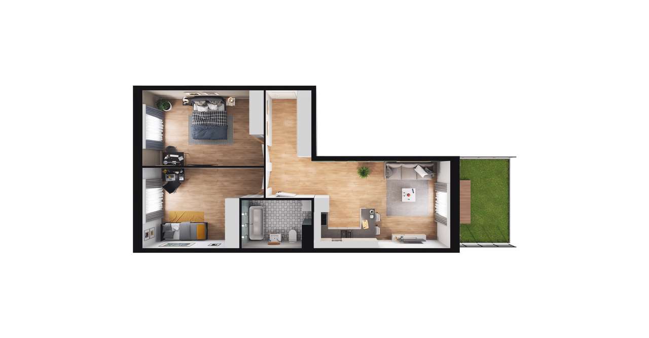 3-pokojowe mieszkanie 64m2 + ogródek Bezpośrednio - Pełny obrazek: 3/9