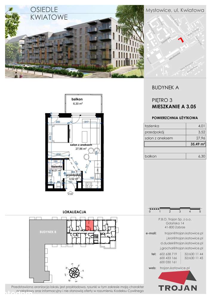 Mysłowice, Kwiatowa  | mieszkanie 1-pok. | A 3.05 - Pełny obrazek: 2/9