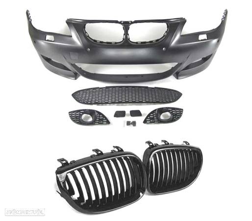 KIT PARA-CHOQUES + GRELHA PARA BMW E60 03-07 LOOK M5 PRETO BRILHANTE PDC SRA - 2