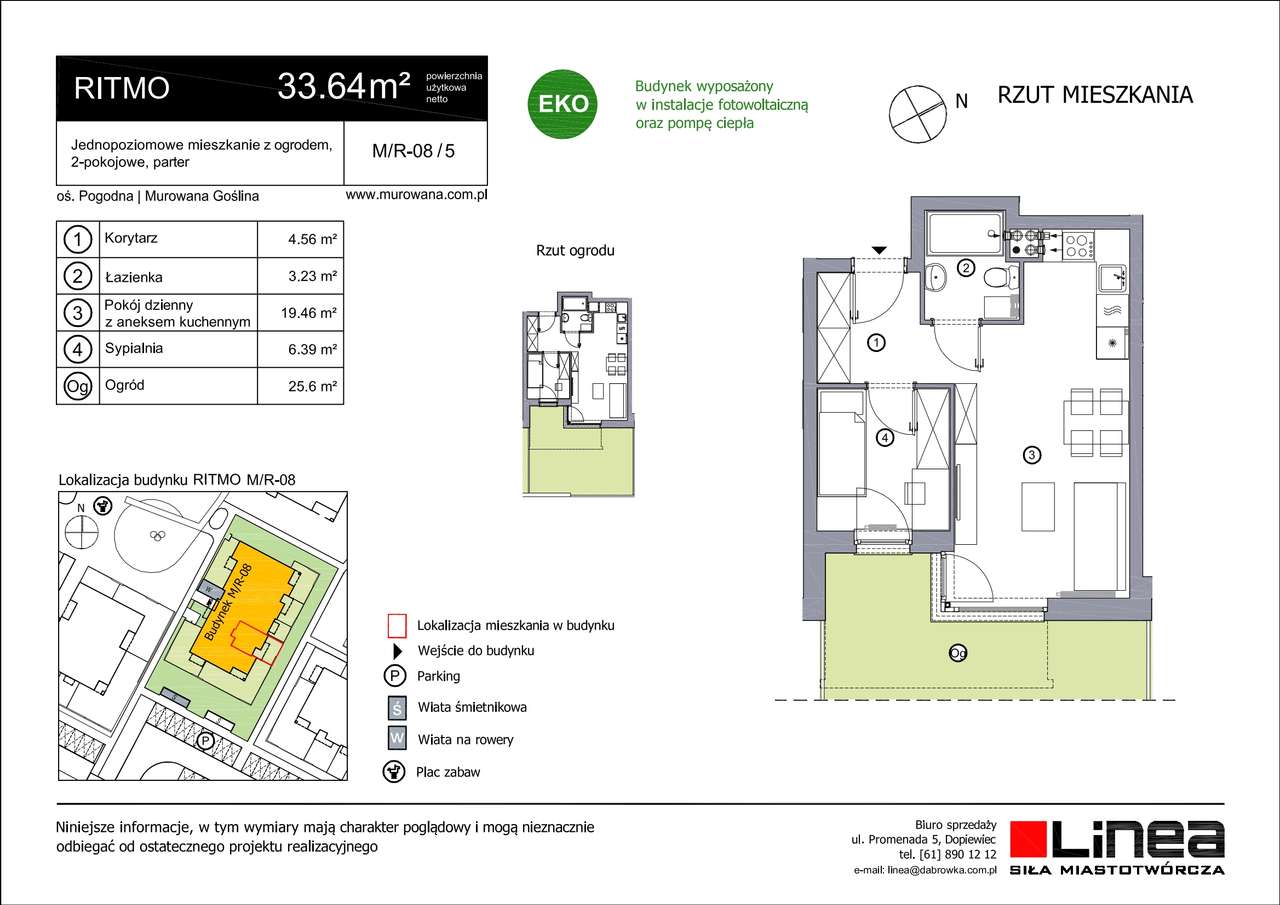 2-pokojowe mieszkanie 33m2 + ogródek Bez Prowizji - Pełny obrazek: 2/3