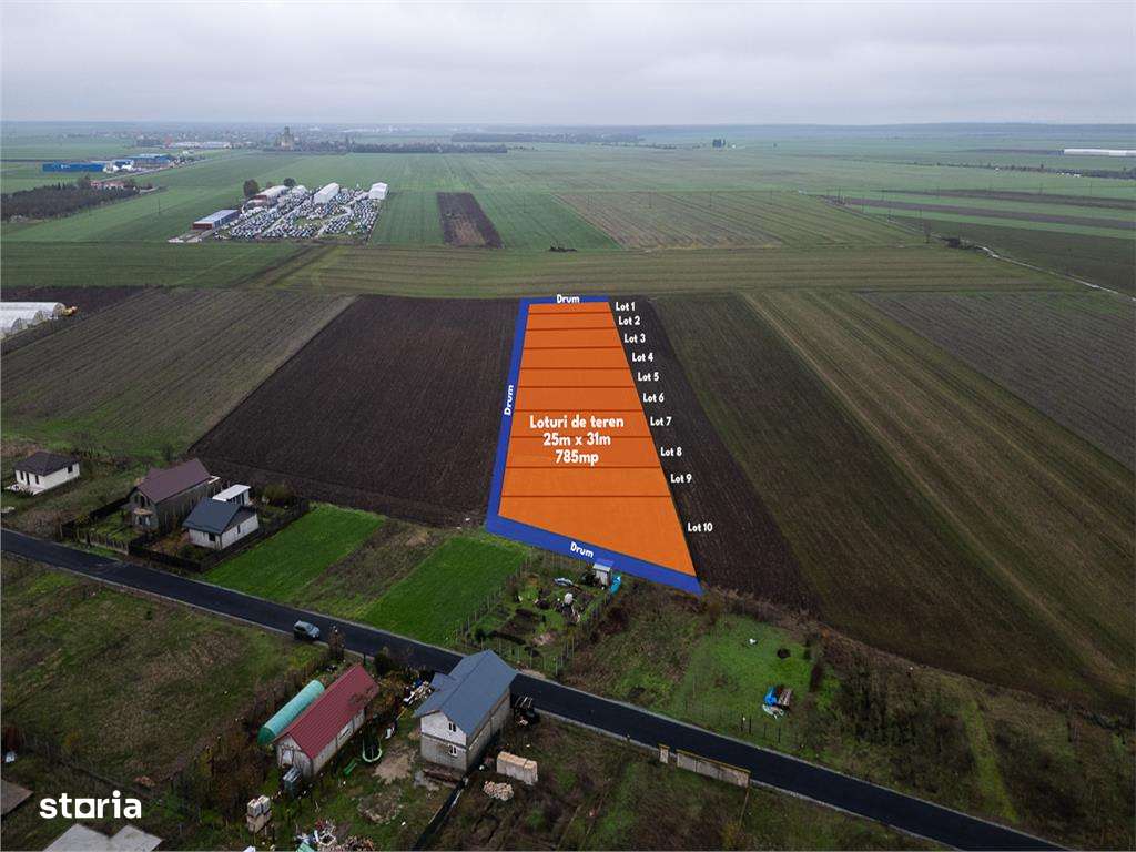 BELCIUGATELE - DN3,TEREN INTRAVILAN 785 MP,DESCHIDERE 25 ML,INVESTITIE - Imagine principală: 2/4