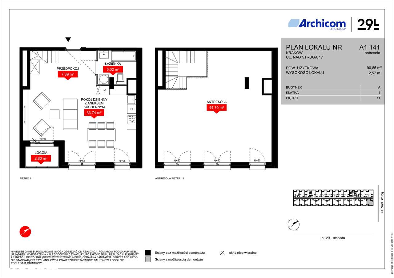 1-pokojowe mieszkanie 90 m² + loggia Bez Prowizji - Ansicht 2