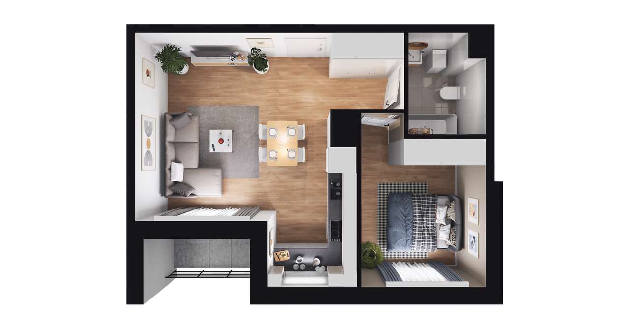 2-pokojowe mieszkanie 39m2 + loggia Bez Prowizji - Pełny obrazek: 2/8