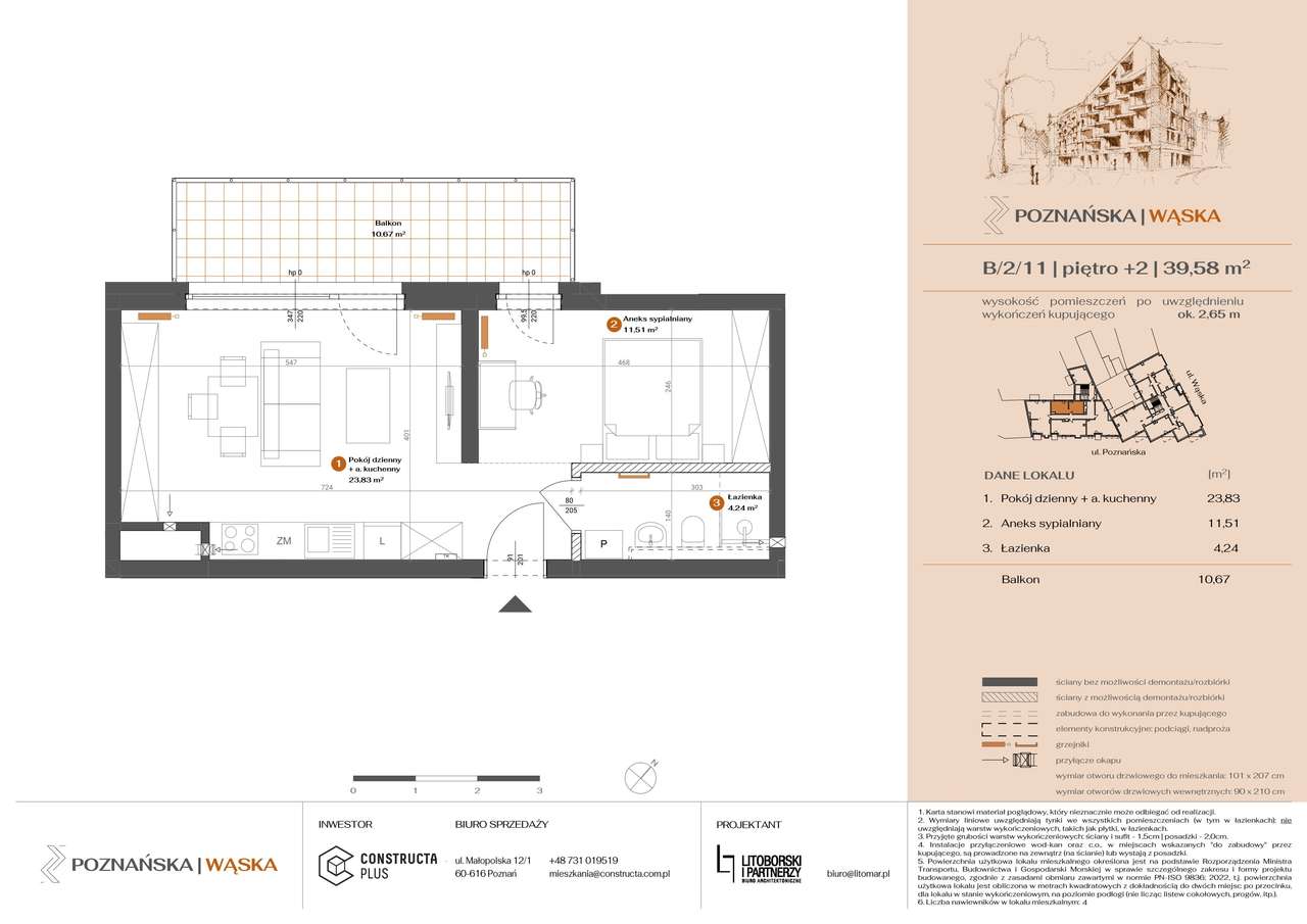 2-pokojowe mieszkanie 39m2 + balkon Bezpośrednio - Pełny obrazek: 2/7