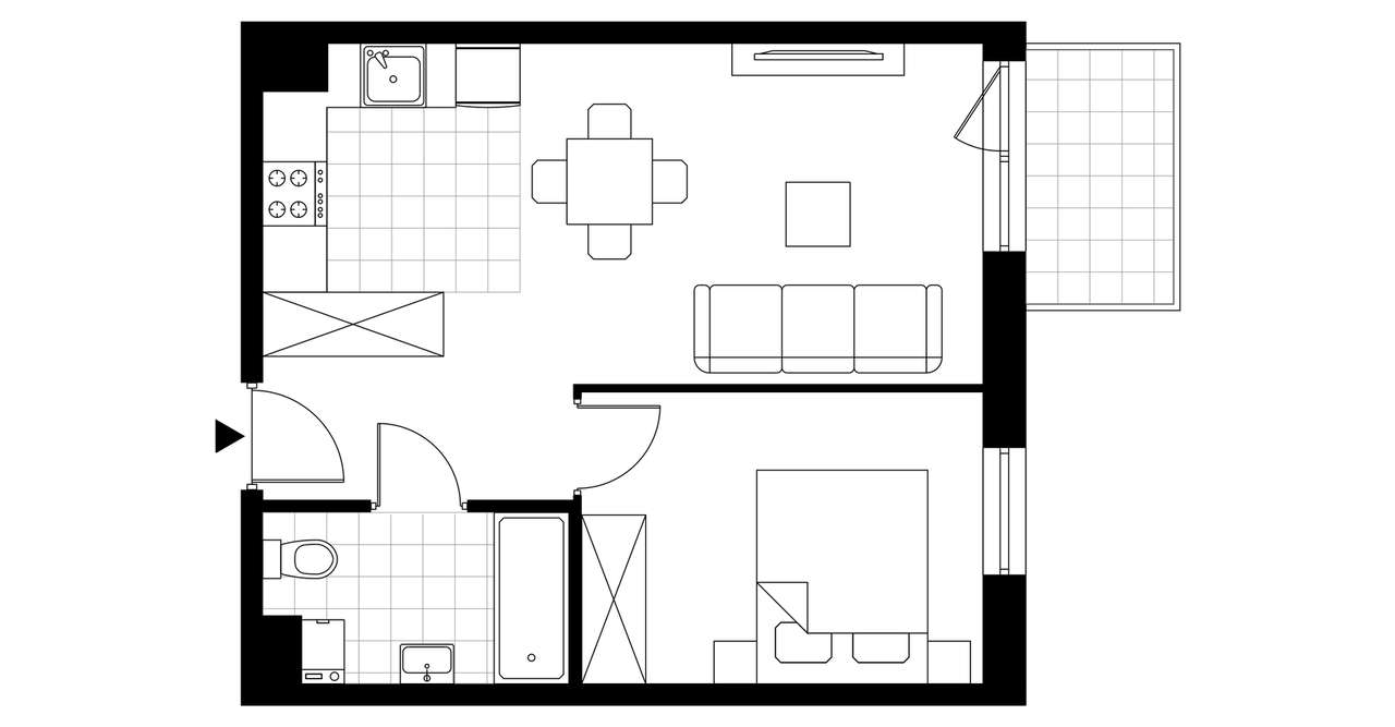 2-pokojowe mieszkanie 39m2 + balkon Bezpośrednio - Pełny obrazek: 3/8