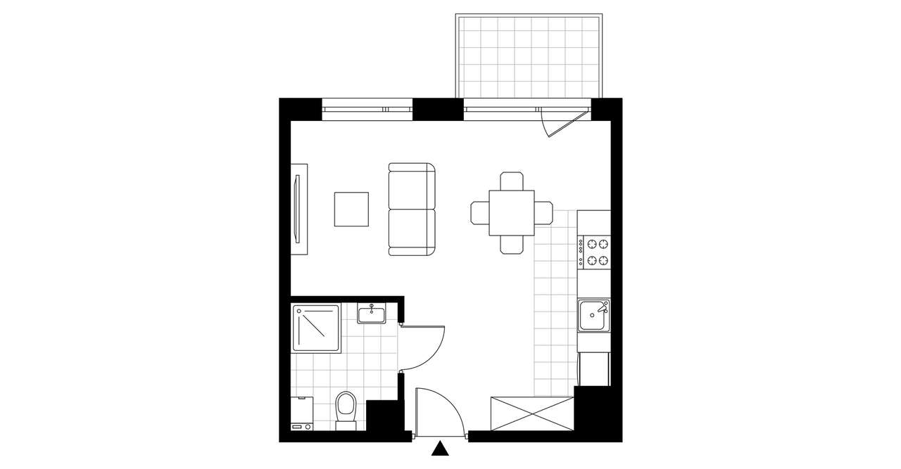 1-pokojowe mieszkanie 30m2 + balkon Bezpośrednio - Pełny obrazek: 3/8