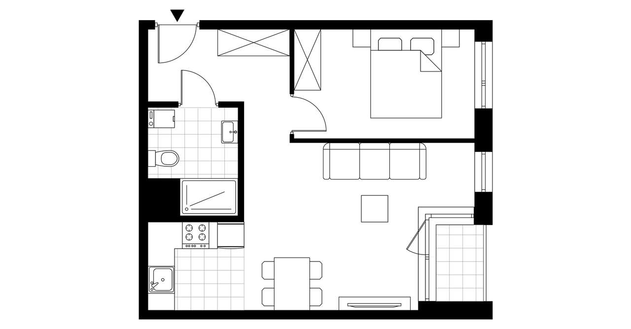 2-pokojowe mieszkanie 41m2 + balkon - Pełny obrazek: 2/7